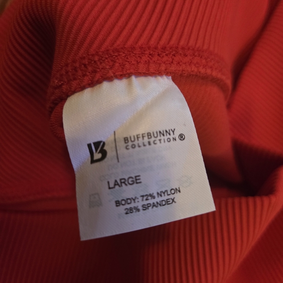 BuffBunny Material Girl Vibrant Red Ribbed Leggings - Picture 6 of 8